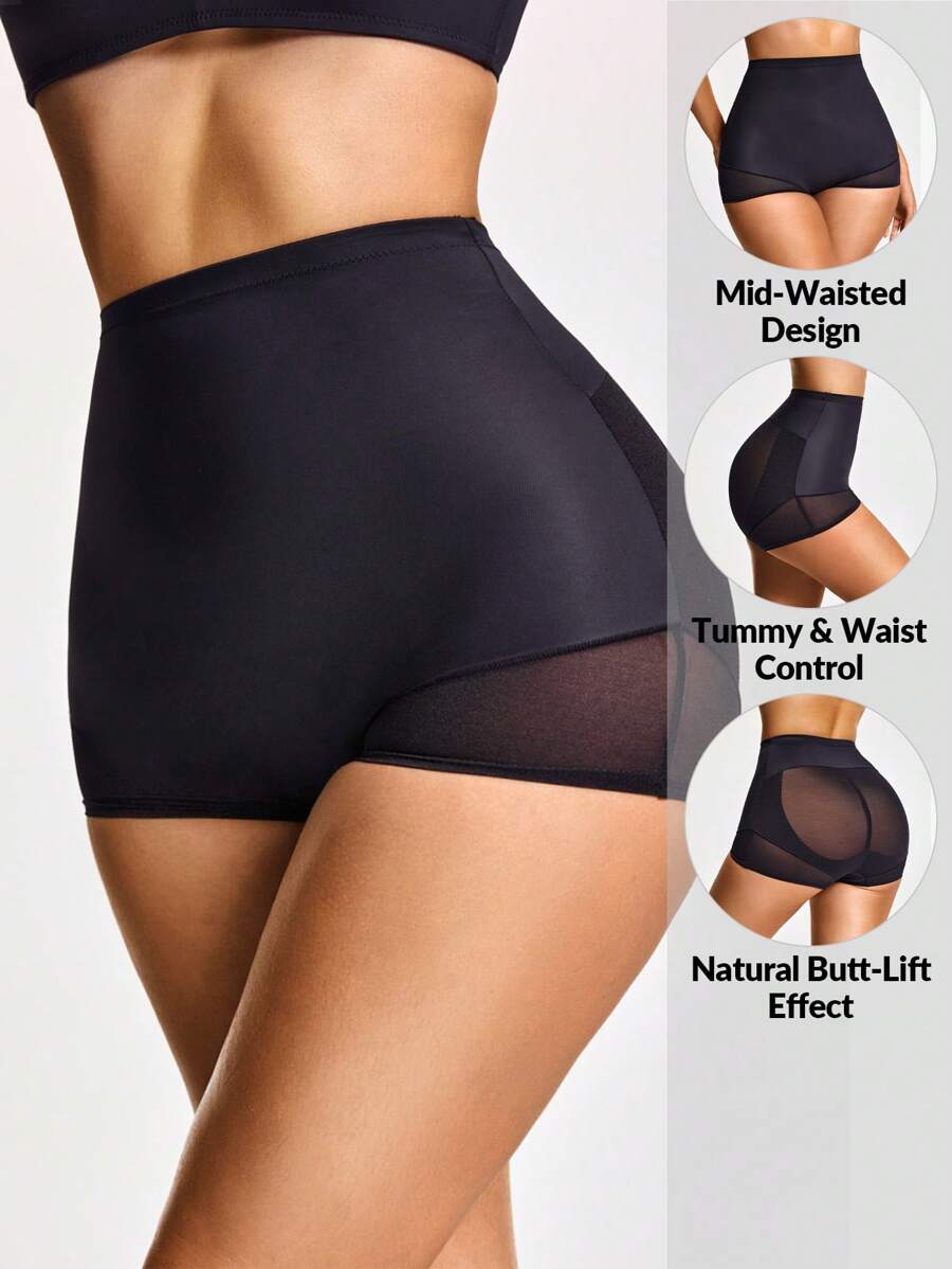 SHEIN Shape Ropa interior moldeadora de mujer con efecto de transparencia y patchwork simple