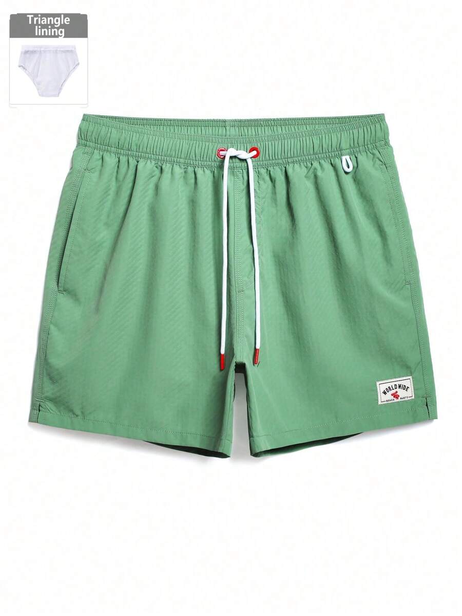 Manfinity Swimmode Men's Simple Fashion Casual Beach Shorts, Suitable For Daily Wear