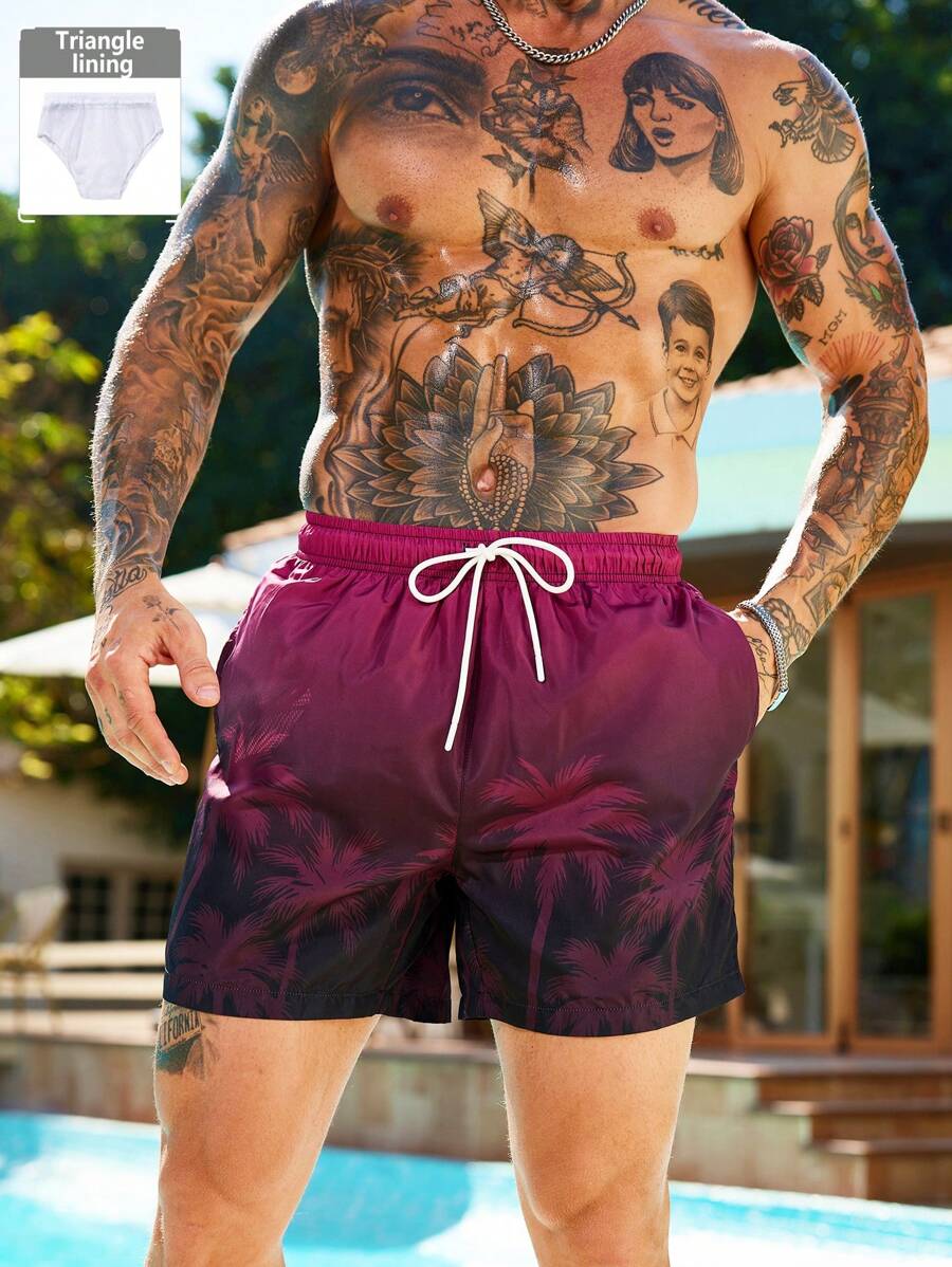 Manfinity VDAYZ Men's Casual Beach Shorts, Simple And Fashion, Everyday Wear