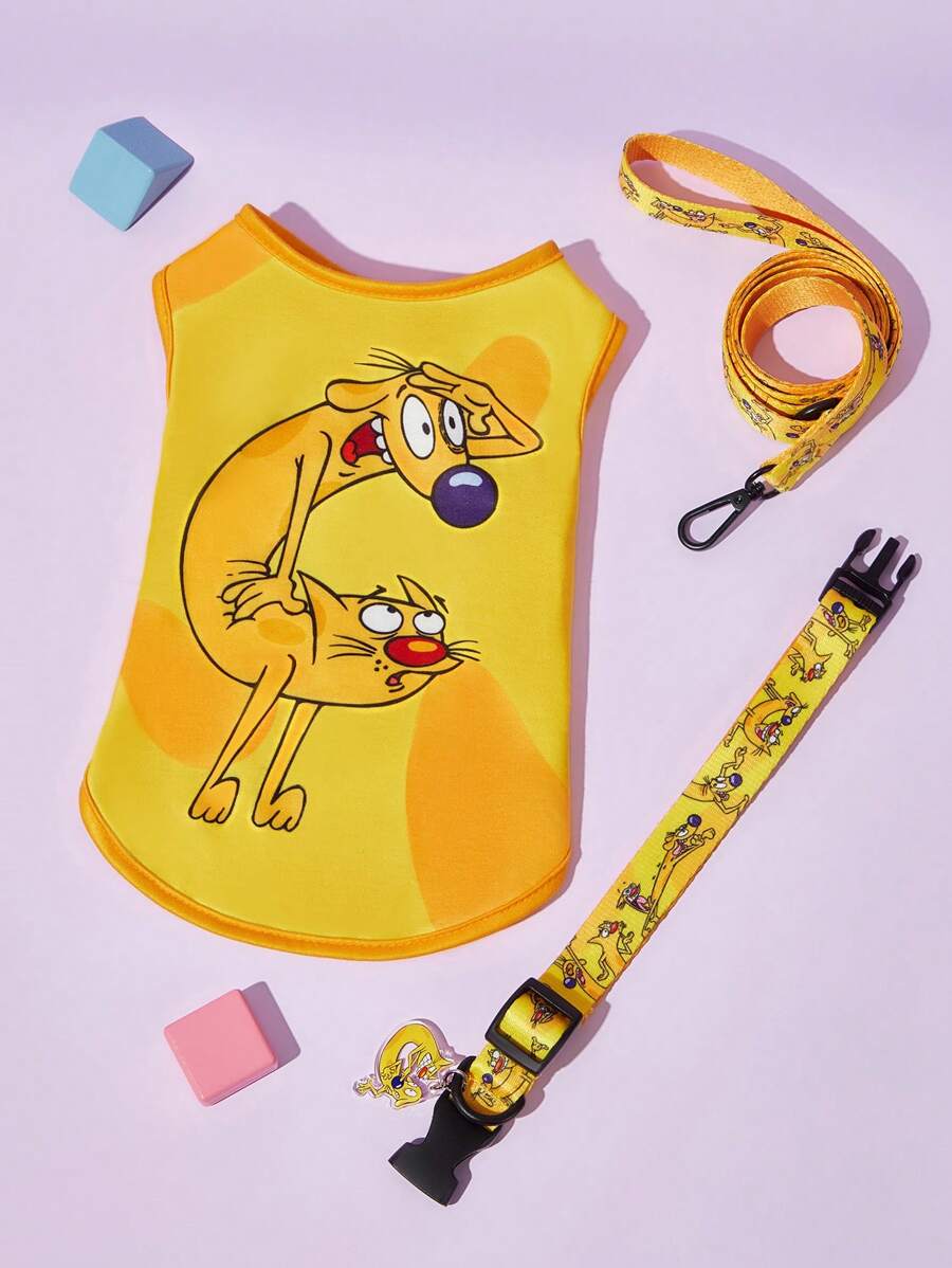Nick 90s X SHEIN 90s Fashionable Cartoon Dog Print Pet Tank Top, For Cats And Dogs, Available In Sizes XXS-XXXXXL, From Extra Small To Extra Large