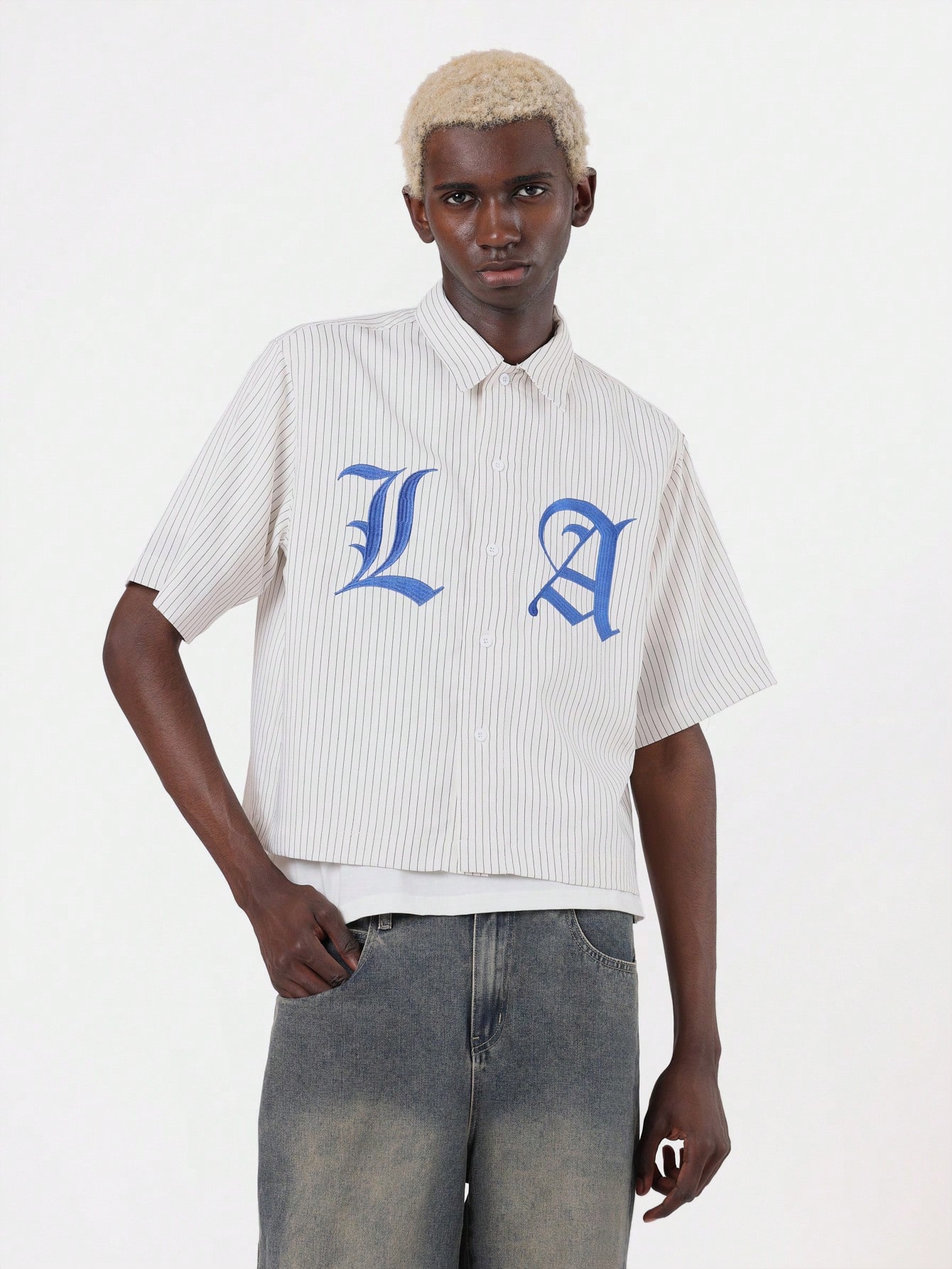 【MLB】 Varsity Stripe Overfit Short Sleeve T-Shirt /追跡付 MLB - Áo thun unisex cổ tròn tay ngắn Varsity Stripe Overfit