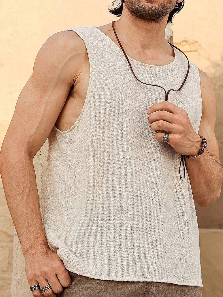 Manfinity RSRT Camiseta de tirantes de cuello redondo lisa para hombre, uso casual diario