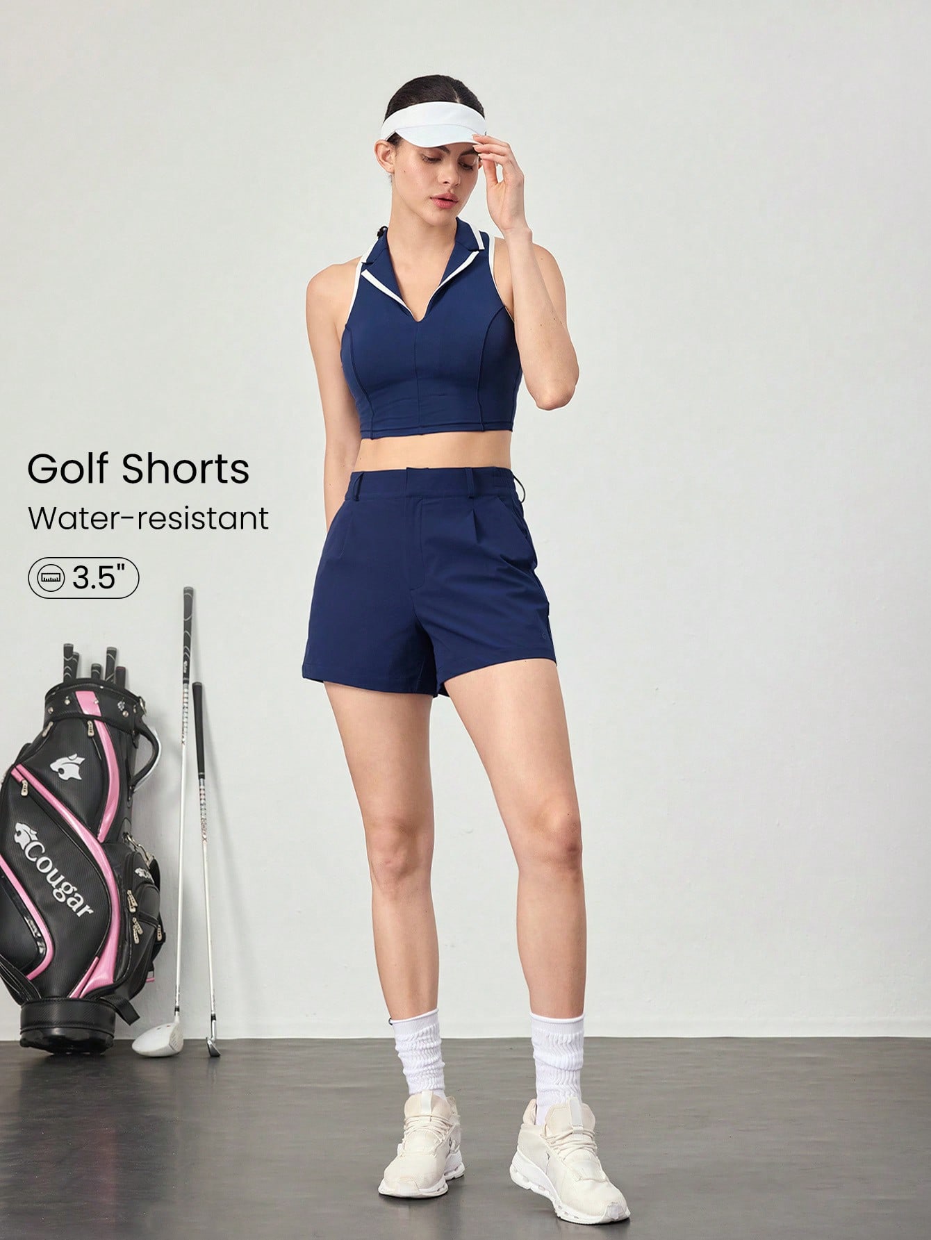 ウエイトトレーニング Off-White active shorts woman S/M Tee Time Sweat-Wicking Quick-Dry Front Zipper Elastic Waist