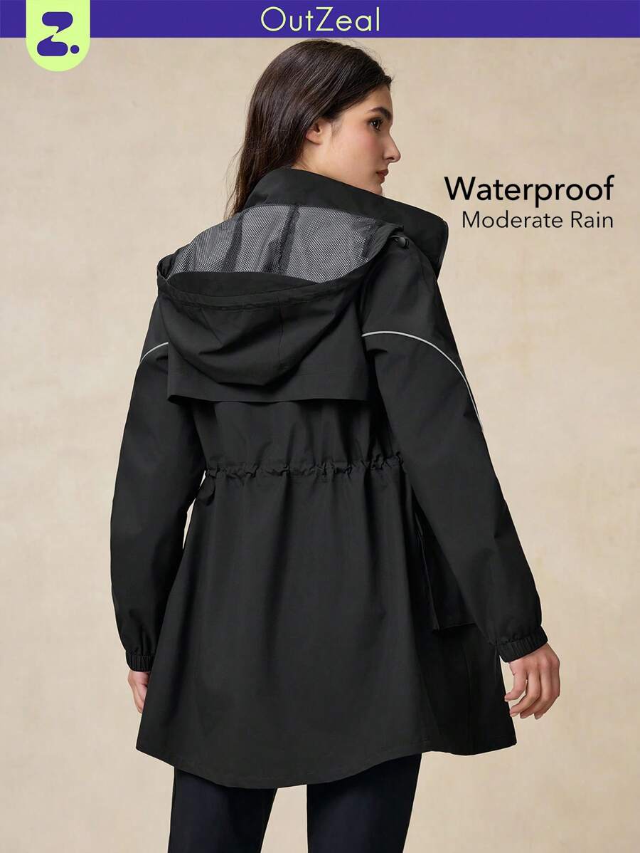 OutZeal WaterProof WindProof Reflective Detail Outdoor Jacket Trench Coat 3L Functional Fabric For Hiking
