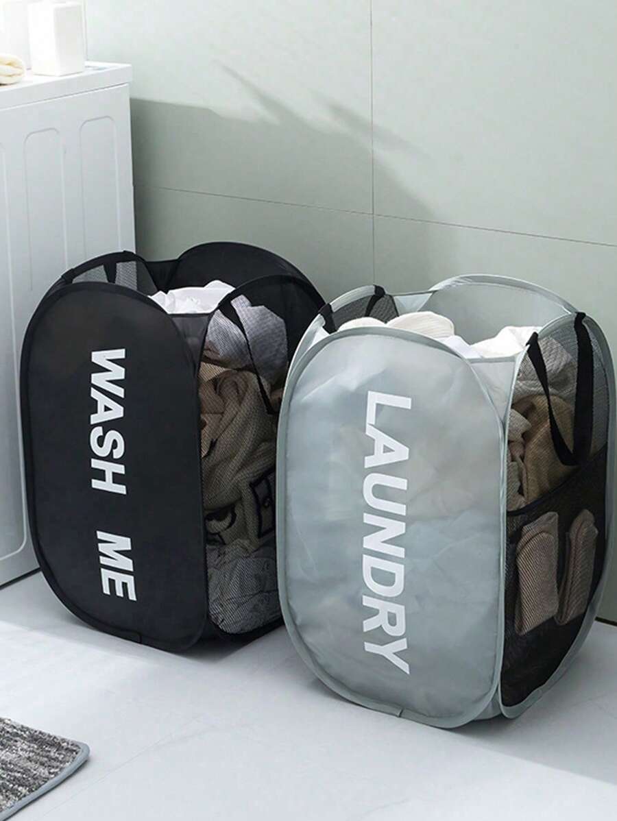 1pc Household Foldable Dirty Clothes Basket, Clothes Storage Basket ,Dirty Clothes Basket Barrel Laundry Basket Bathroom Dirty Clothes Storage Basket New Type Laundry Basket Foldable Popup Net Basket Dirty Clothes Basket With Handlelaundry Hamper,Washing Basketbathroom Organizer,Basket,Storage Basket,Foldable Laundry Basket
