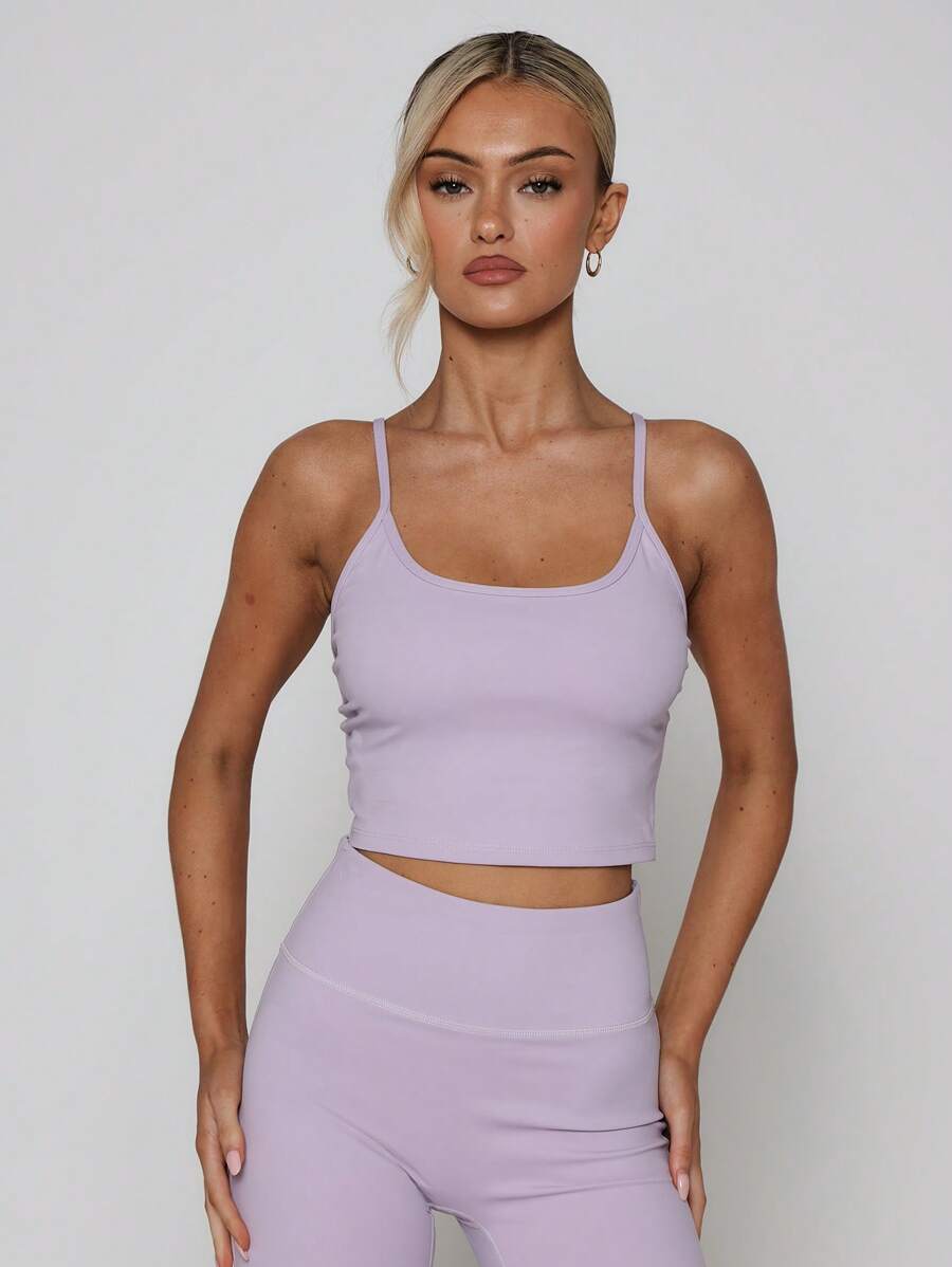 Musera Sport Slinky Spaghetti Strap Active-Wear Crop Cami Top Tylko, Padel, Tenis, Pickleball