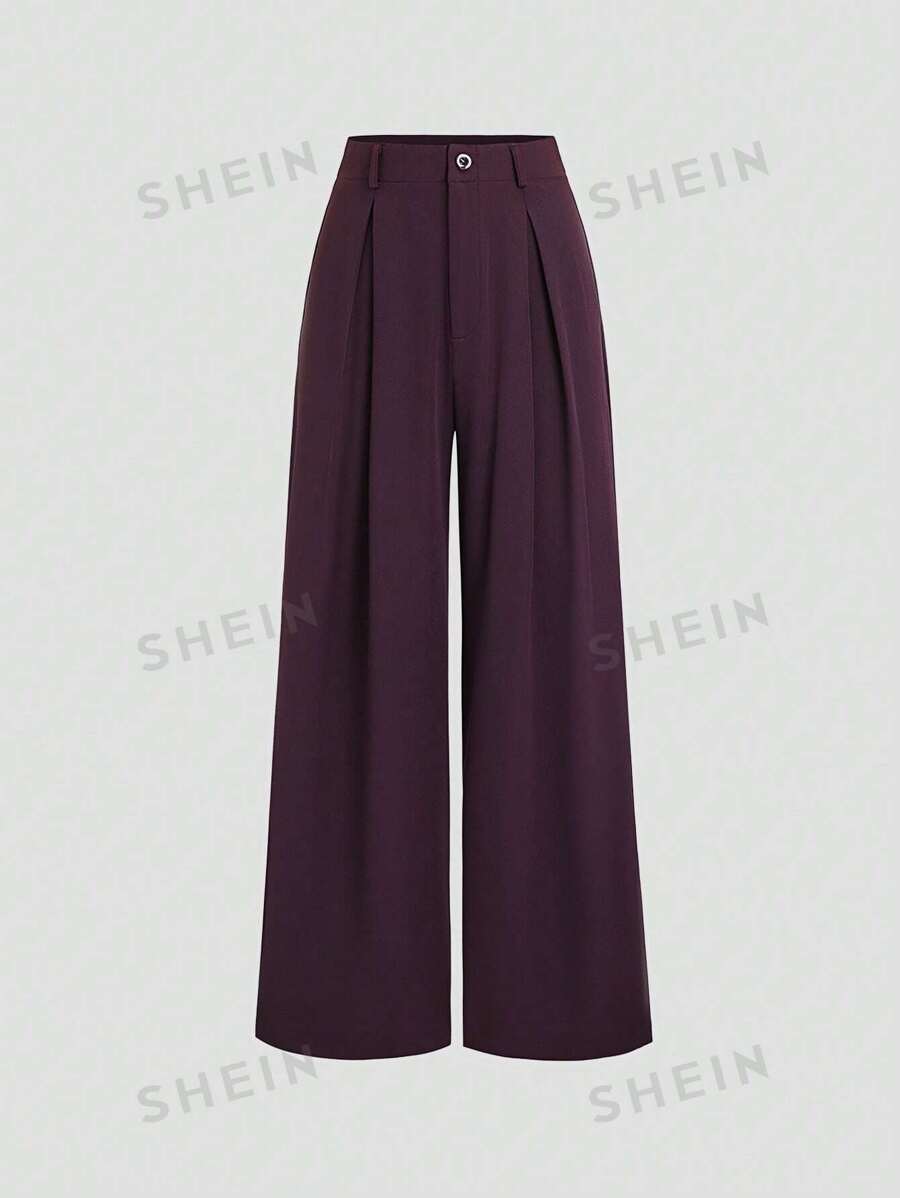 Sweetra Pantalones anchos plisados de mujer con tejido jacquard elegante vintage, para otoño/invierno