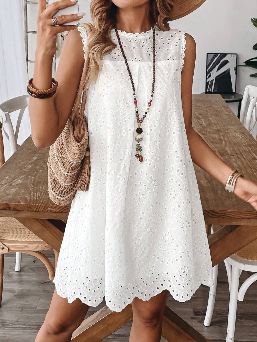EMERY ROSE Women's Sleeveless Solid Color Mini Dress, Minimalist & Fashionable, Suitable For Summer