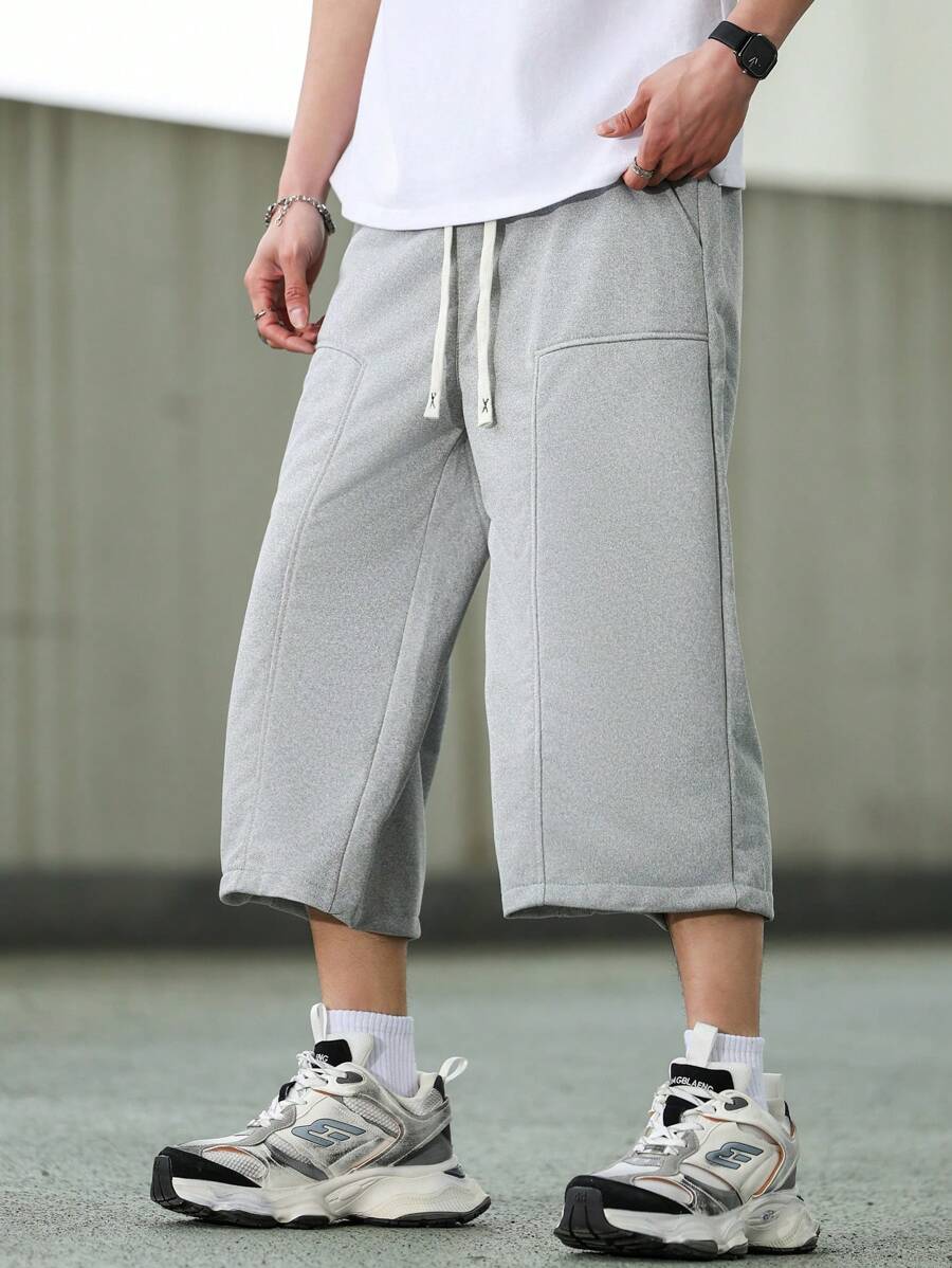Manfinity Hypemode Pantalón deportivo casual y suelto para hombres con diseño de cintura con cordón