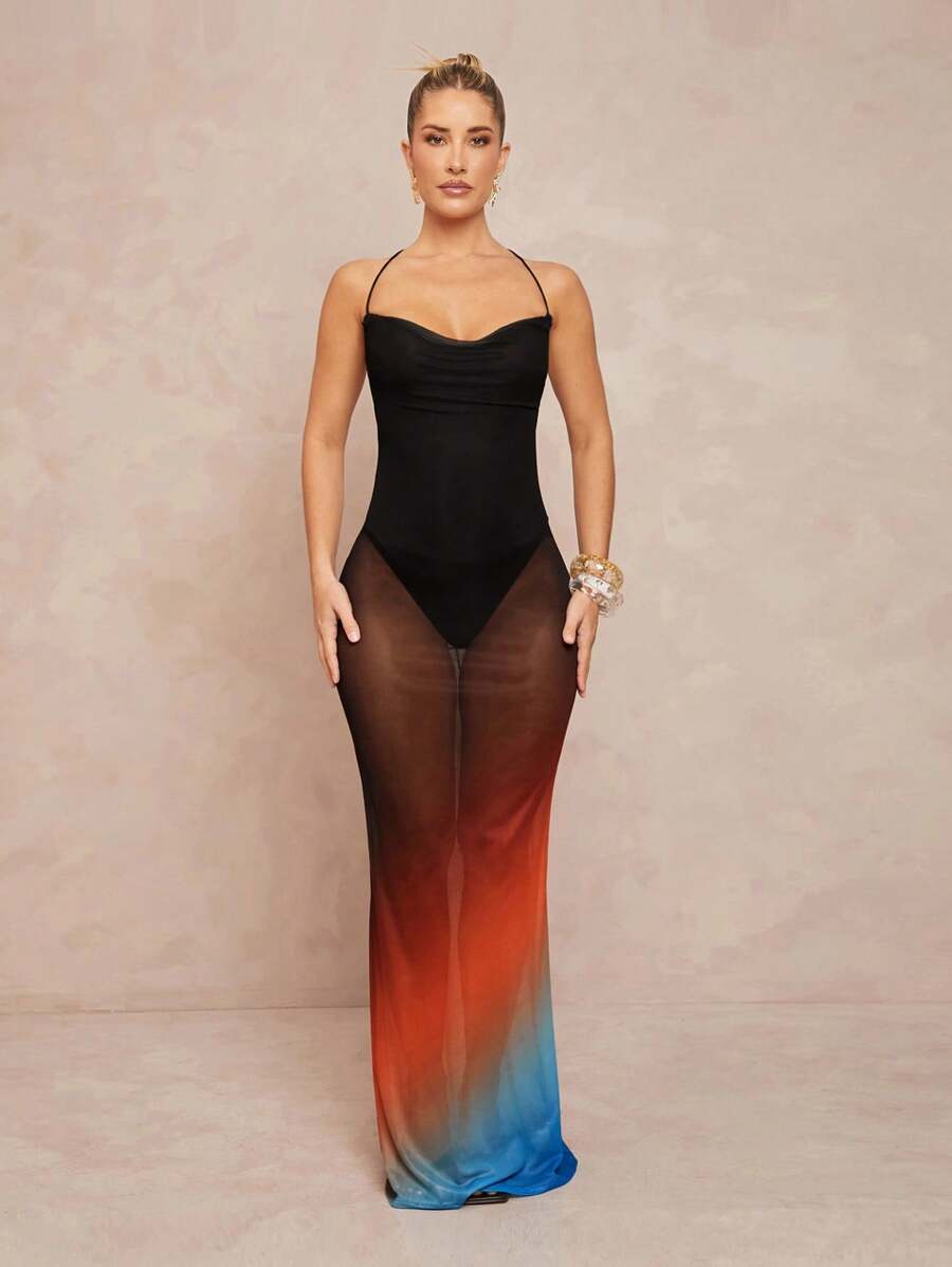 Lumalex Spring Outing Swimsuit Swimwear Swim Cover-Up Bikini Set Summer Swimsuit Swimwear Swim Vacation Easter Bohemian BOHO Sea Beach Hot Outdoor Richly Layered Wedding Season Banquet Coming Of Age Ceremony Beach Seaside Women's Extra Long Casual Dress, Fashionable For Summer