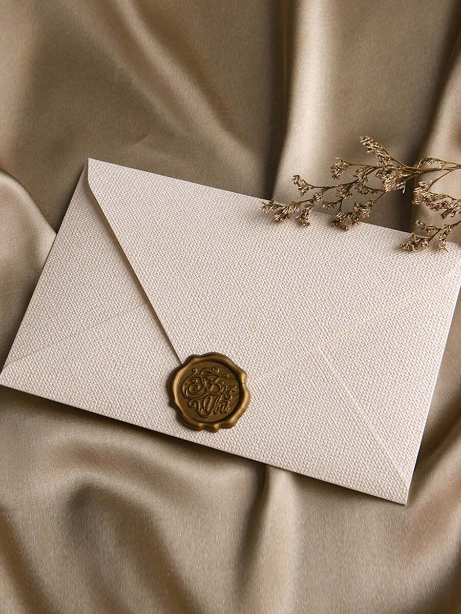 SHEIN 1 Busta di carta monocromatica e 1 adesivo sigillo ceralaccato, busta multifunzione vintage per scuola e ufficio per il rientro a scuola