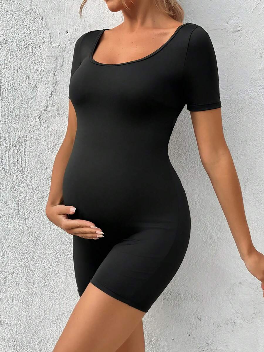 SHEIN Pregnant Women's New Slim Fit Hollow Back Outdoor Casual Sports Jumpsuit
