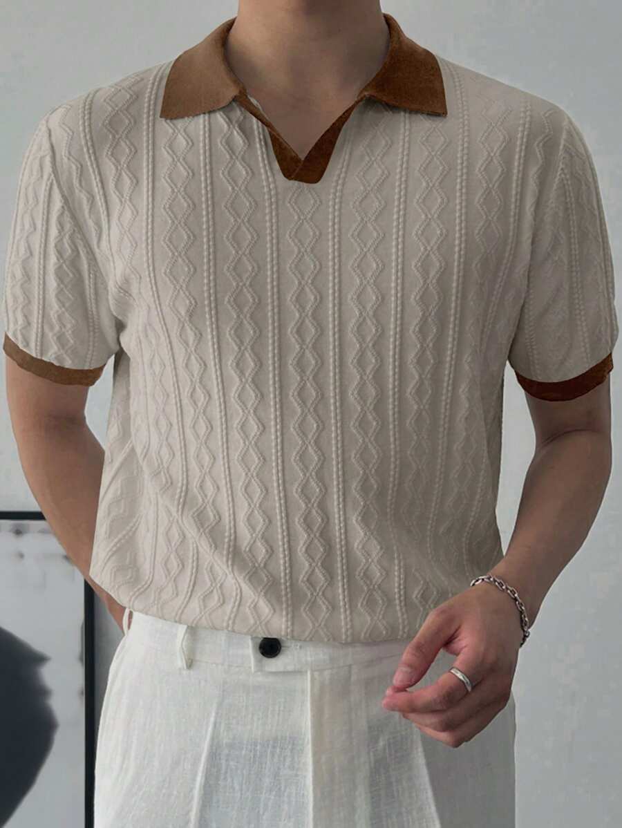 DAZY Jersey holgado de punto de verano para hombre con parches de colores contrastantes