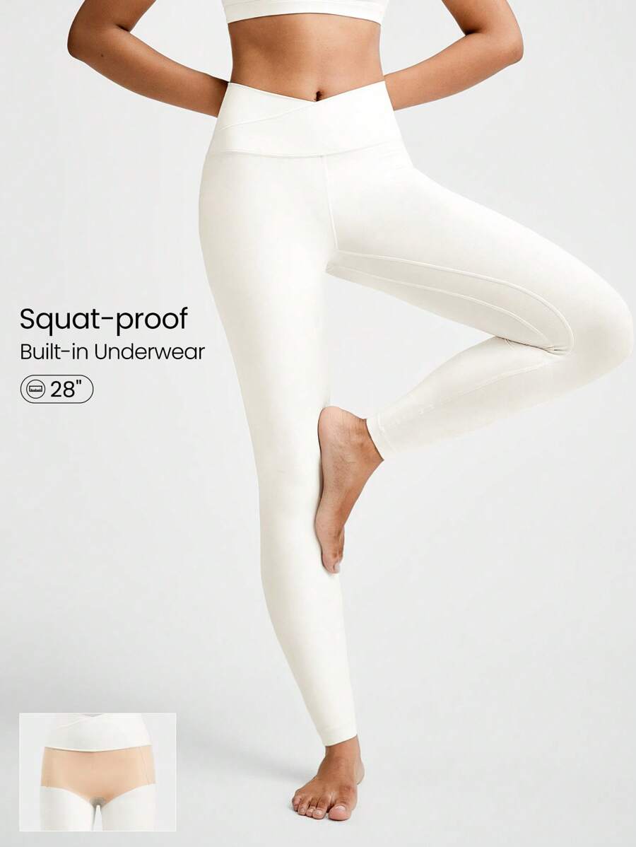 GLOWMODE 28" Federweiche, hohe Stretch Crossover Leggings mit integrierten Shorts, Buttersoft, geeignet für Yoga und tägliche Anwendungen mit geringer Belastung