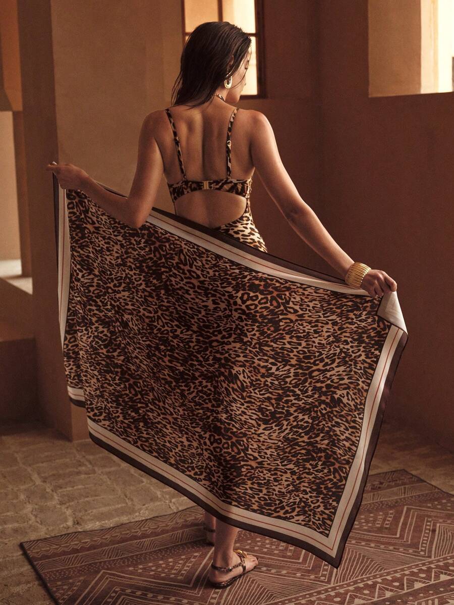 MOTF PREMIUM LEOPARD PRINT KNOT COVER UP SKIRT