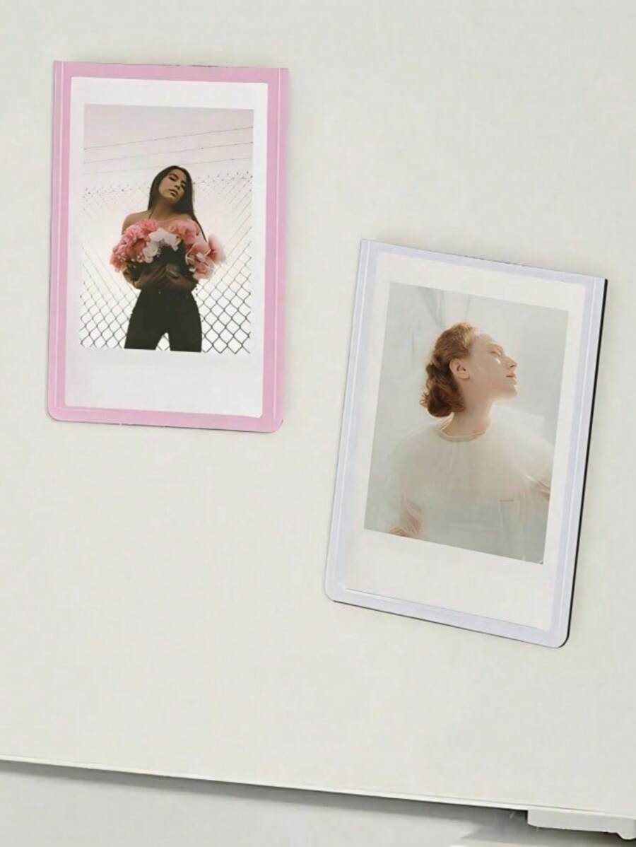 SHEIN 5pcs 2x3 Magnetic Photo Frame Refrigerator For Mini Instant Film, Magnet Picture Frames For Fridge Small Picture Holder For 8.6cmx5.4cm Picture