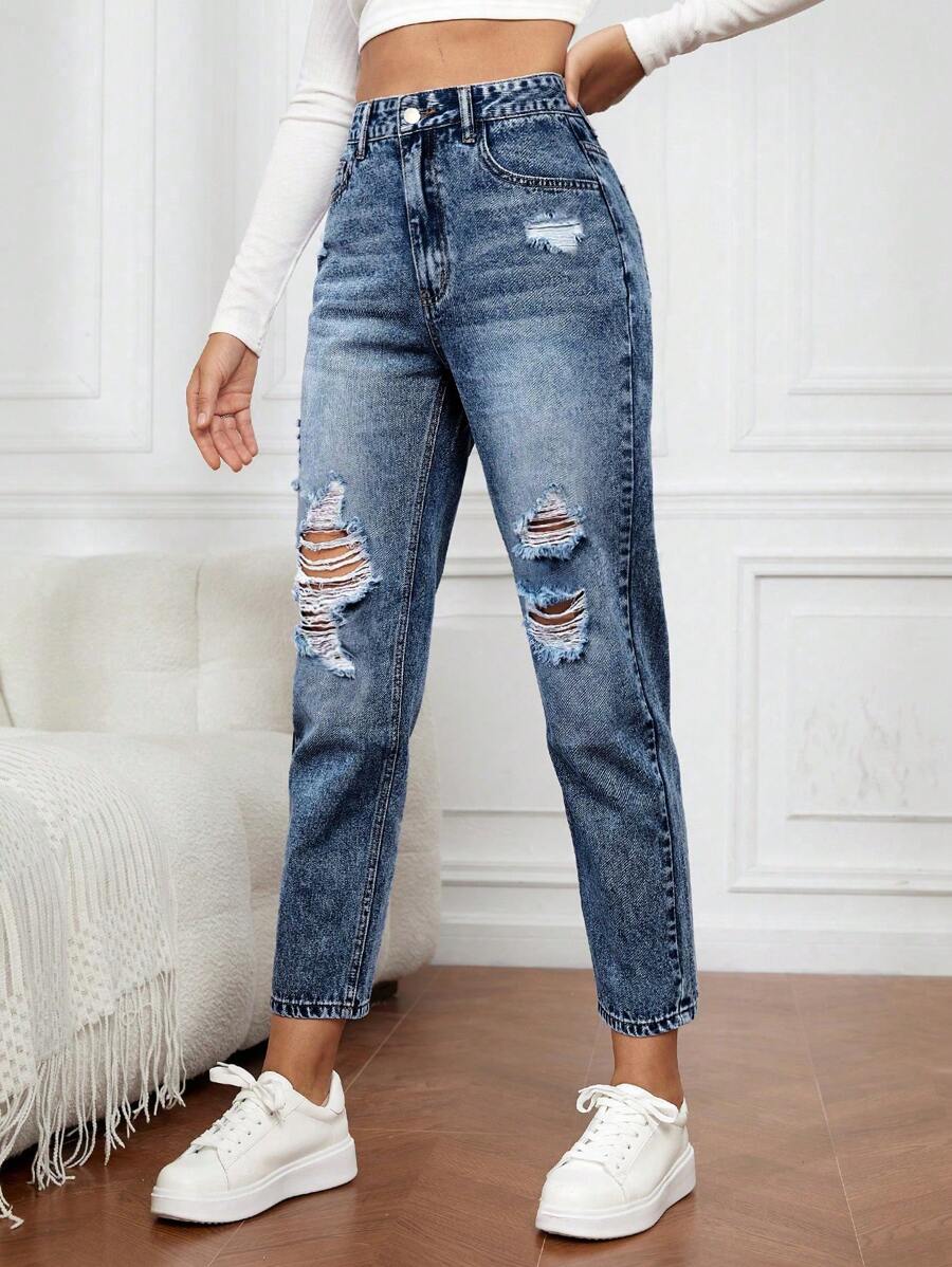 SHEIN EZwear Jean mom déchiré