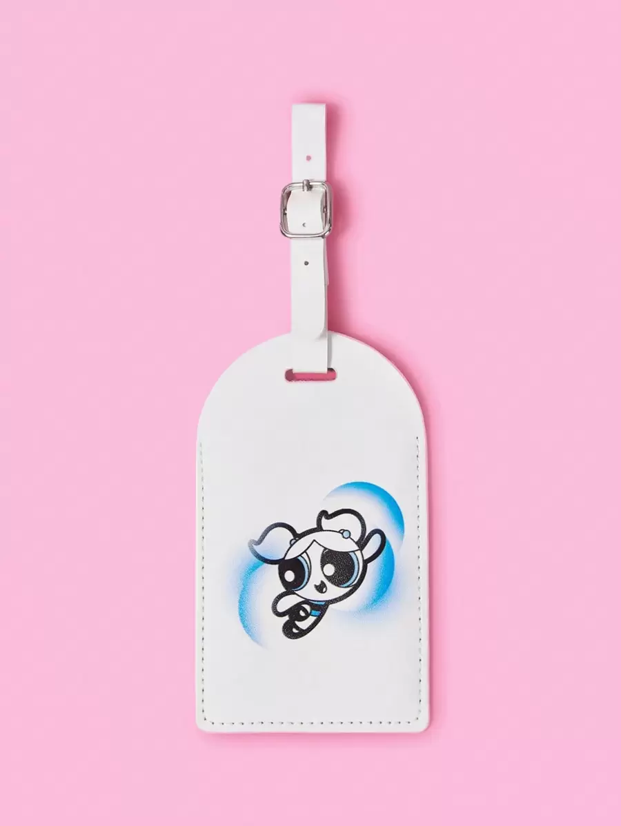 THE POWERPUFF GIRLS X SHEIN Bubbles Powerpuff Girls Print White Luggage Tag