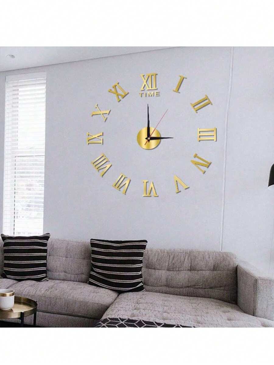 SHEIN 1pc Acrylic 3d Diy Clock Wall Art For Living Room, Bedroom, Study Room (Battery Not Included) School Decor School Surprise Dormitory Decor Back To School