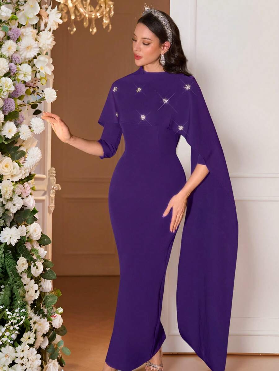 Modelyn Vestido elegante de fiesta para mujer con decoración de cristales
