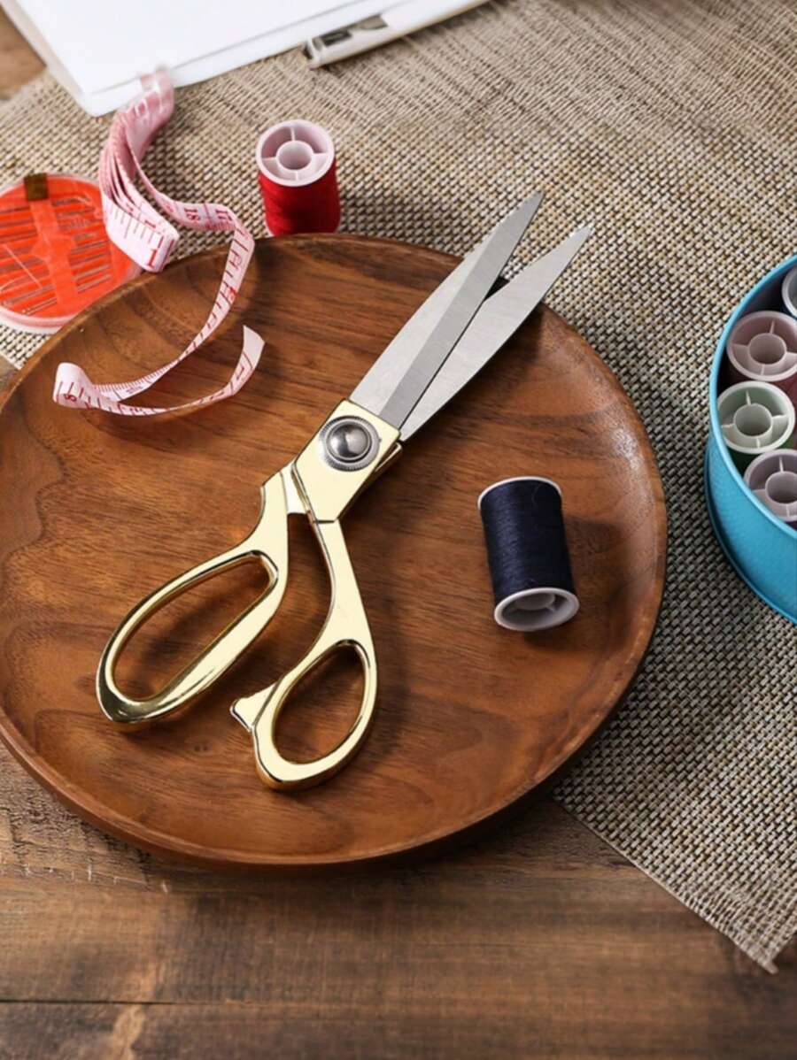 SHEIN 1pc Golden Fabric Scissors Stainless Steel Sharp Tailor Scissors Clothing Scissors Professional Heavy Duty Dressmaking Shears Sewing Tailor