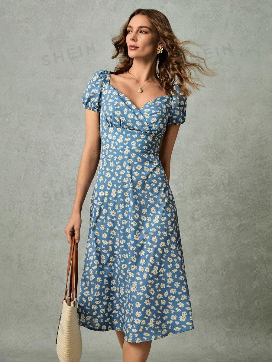 Poéselle 1 pieza Vestido casual de mujer de manga corta, de moda para el verano