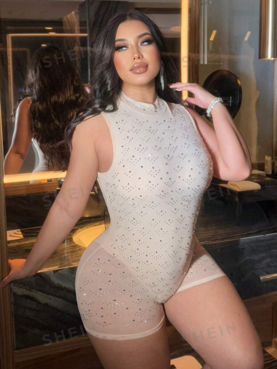 Franclia Enterizo con rhinestones para mujer de tallas grandes