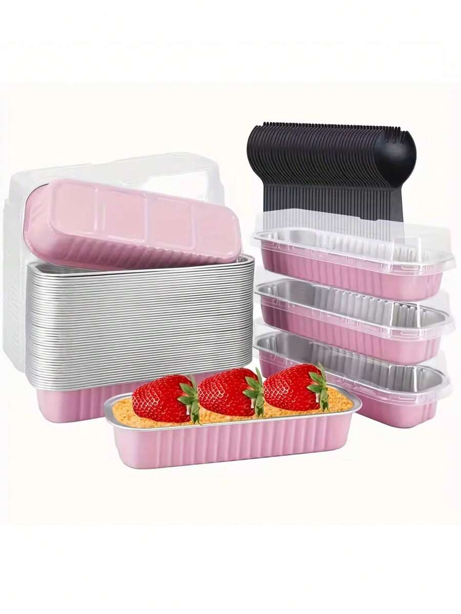 SHEIN 30pcs(10pcs Box + 10pcs Lid + 10pcs Spoon) Rectangular Covered Baking Packaging Boxes, Creative Minimalist Practical Multi-Functional Large Capacity Dessert Boxes, Suitable For Grilled Cheese, Sweet Potato, Sushi, Baked Durian, Bread, Dessert Shop, Restaurant, Kitchen, Home, Party, Wedding, Graduation, Halloween, Christmas