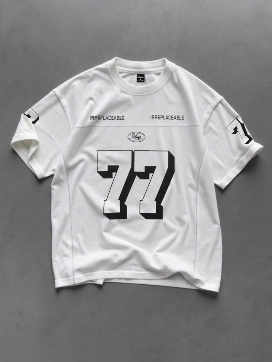 Manfinity Streetrush Men's Letter Print Round Neck Casual Short Sleeve T-Shirt T Shirts Graphic Graphic Tee