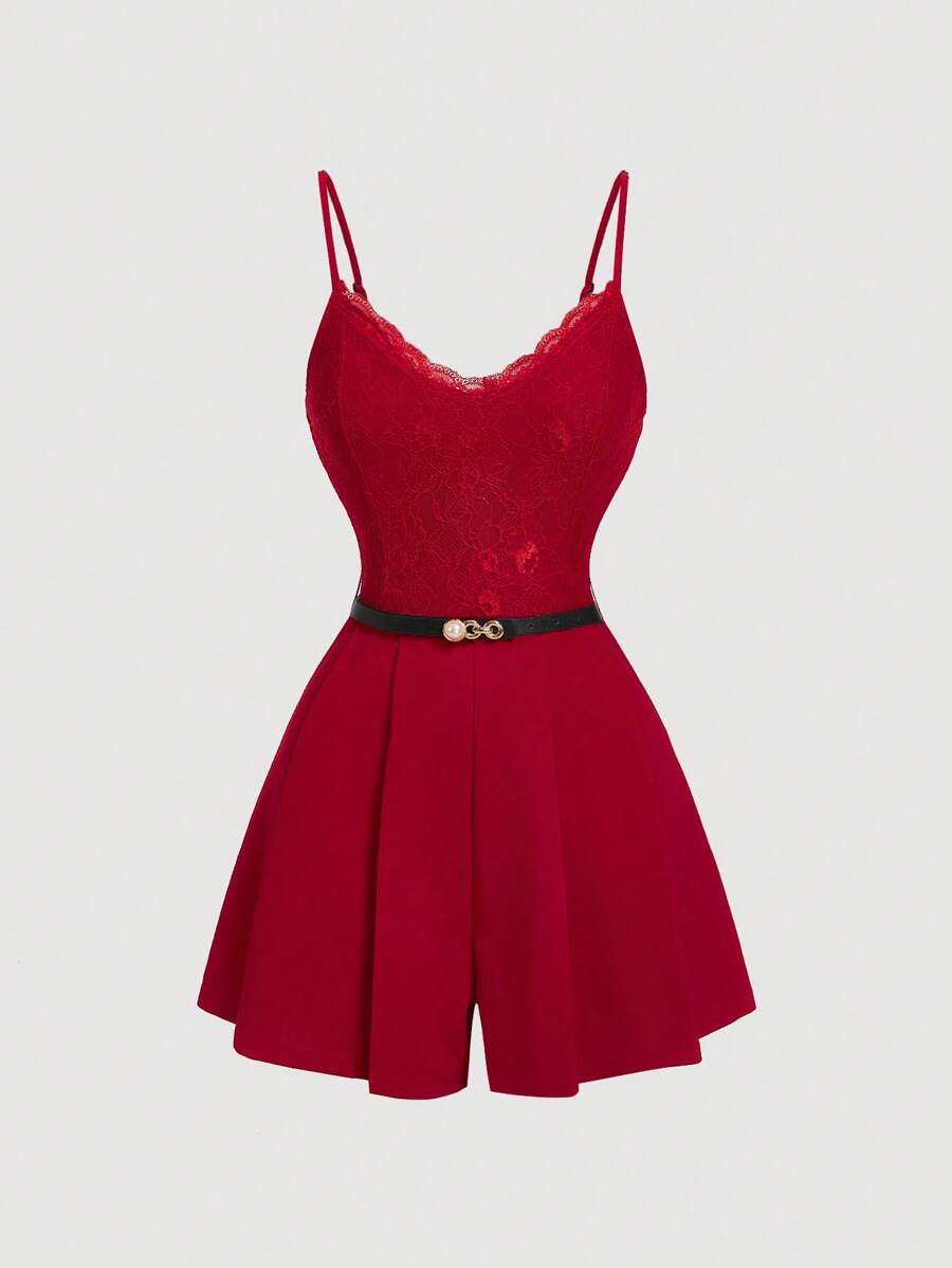 SHEIN MOD Elegante bloemenkanten cami-jumpsuit voor dames