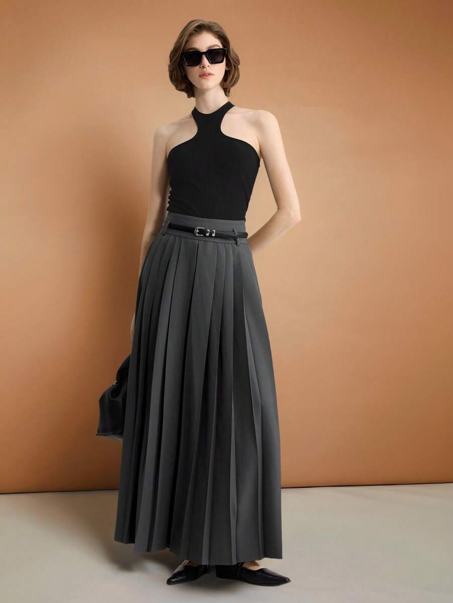 Ontre 2025 Women Pleated Skirt, Fashion Forward, Suitable For Urban Commute