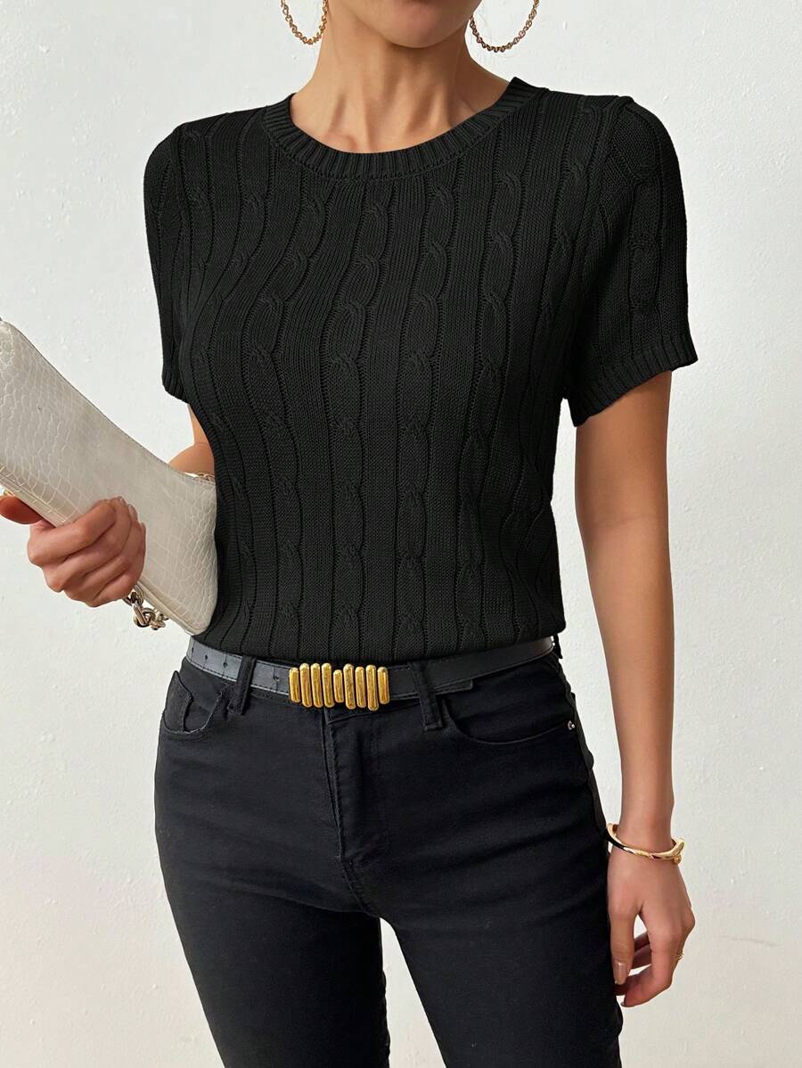 Calvaya Dames Zomerkleding Casual Korte Mouw Gebreide Trui Tops