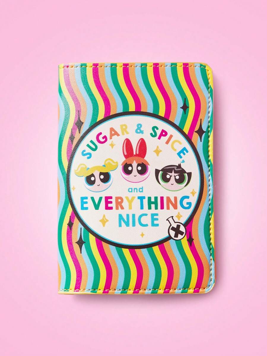 THE POWERPUFF GIRLS X SHEIN Fashionable & Cute Blossom, Bubbles, Buttercup Pattern Passport Holder