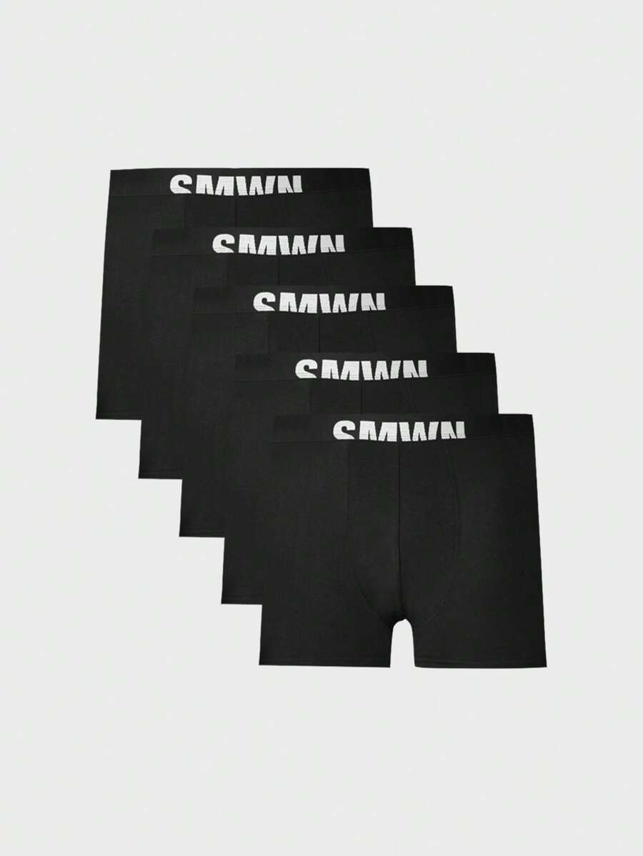 SUMWON paquete de bóxer tipo tronco de la firma del diseñador SMWN, con cintura elástica, longitud mitad muslo, que absorbe la humedad, transpirable y cómodo para deportes, entrenamiento, dormir y estar en casa