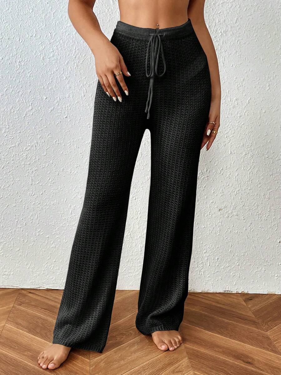 Swim Vcay Pantaloni da donna a tinta unita con coulisse e nodo davanti