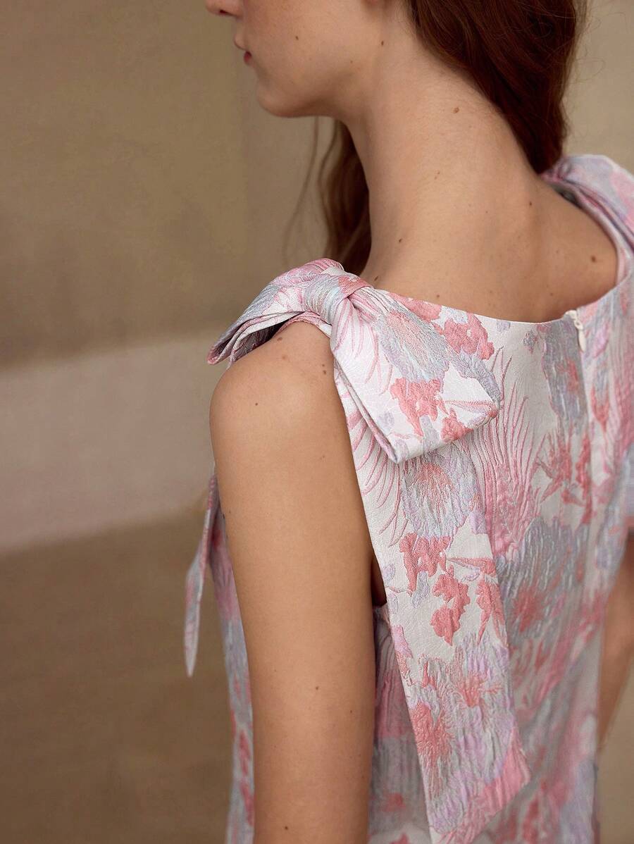 MOTF PREMIUM BOW DETAIL FLORAL PRINT DRESS