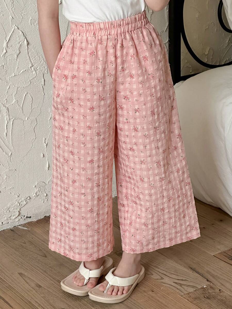 DAZY Pantalones de estar por casa cómodos con estampado todo sobre todo para niña, ropa de dormir para primavera y verano