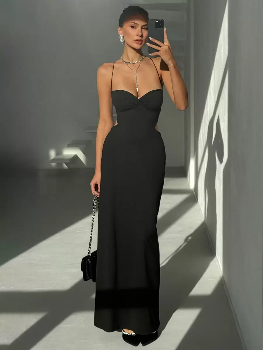 Aloruh Women Side Cut-Out Twist Waist Cami Dress, Fitted Design,Tea Party Dress,Summer Dresses For Women,Rave Outfits Festival