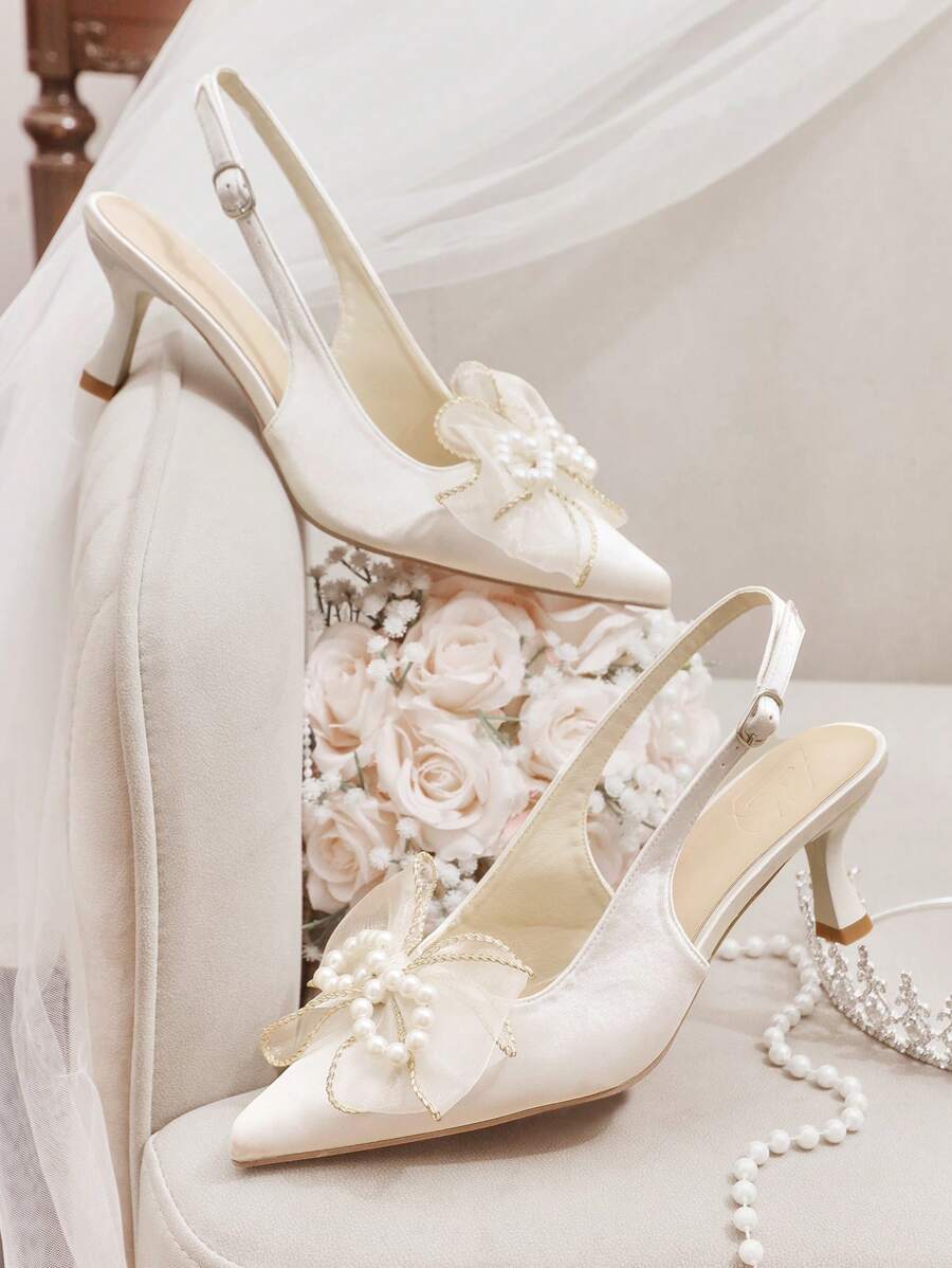 CUCCOO HITCHD Women's Retro Embroidered Pointed-Toe High Heel Slingback Shoes