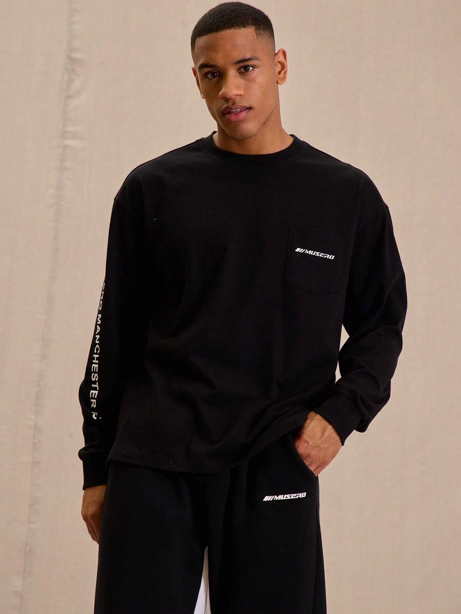 Musero Long Sleeve Oversized Slogan Graphic Sweatshirt Loungewear