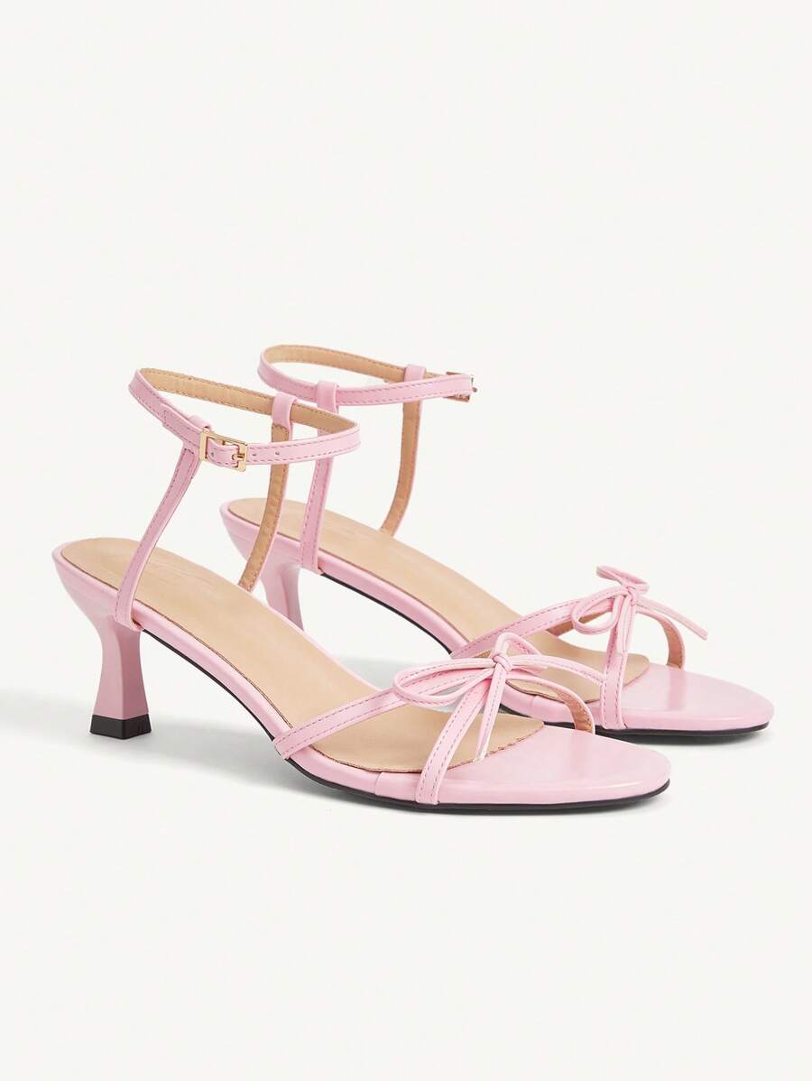 CUCCOO CHICEST Sandalias de tacón alto con correas y lazo de moda y versátiles para mujer en color vino tinto