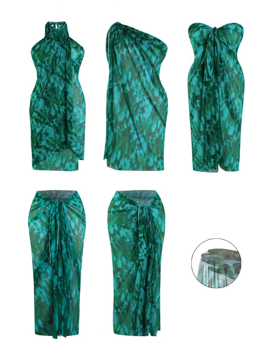 Swim Oasis Bata kimono holgada de talla grande con estampado floral aleatorio, versátil para cubrir en la playa en vacaciones de verano