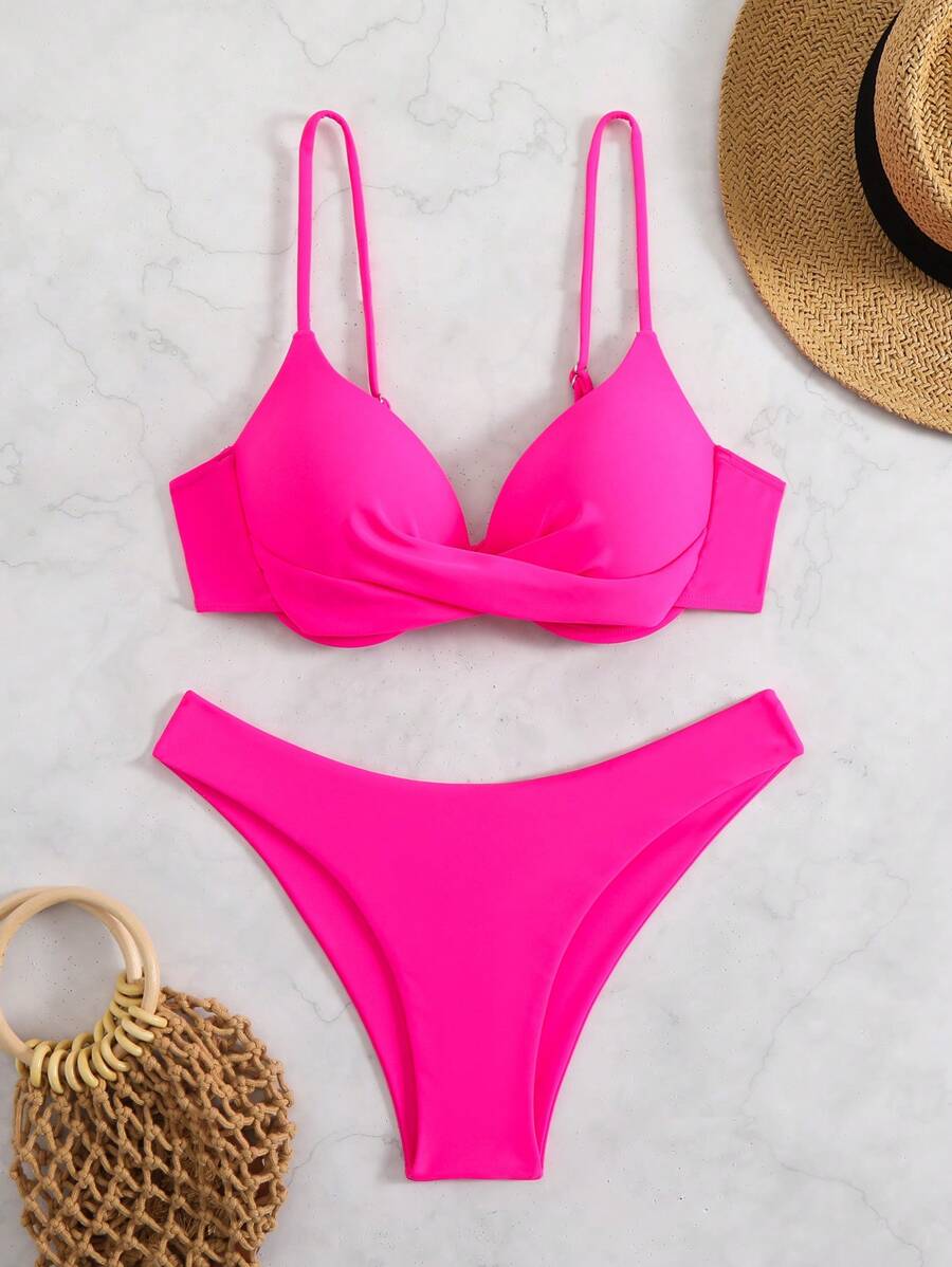Swim Vcay Beach Summer Women's Halter Bikini Set, Push-Up