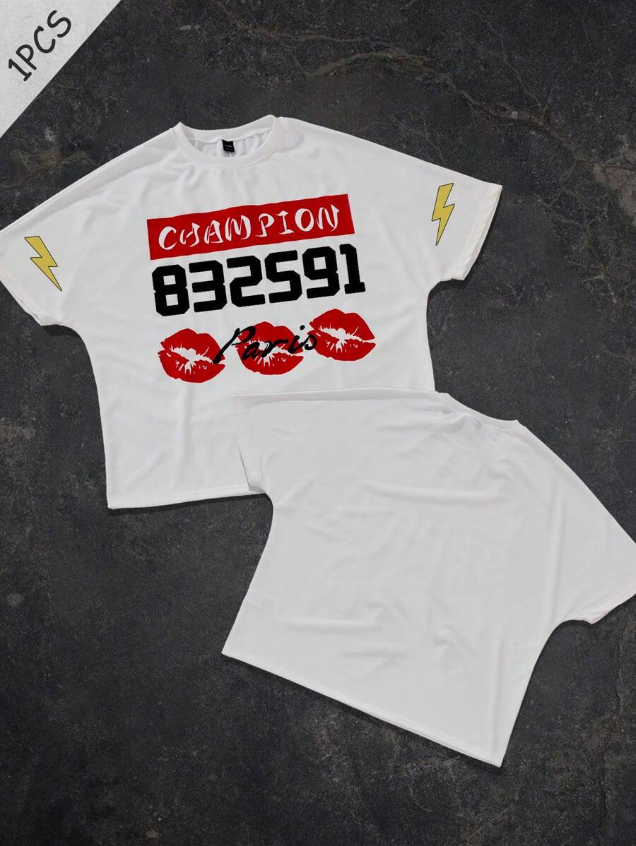 Manfinity Hypemode Camiseta de hombre Manfinity Streetrush, camiseta gráfica de hombre, camiseta oversize, regalos para novio, ropa de estilo urbano de hombre, camiseta blanca gráfica de hombre