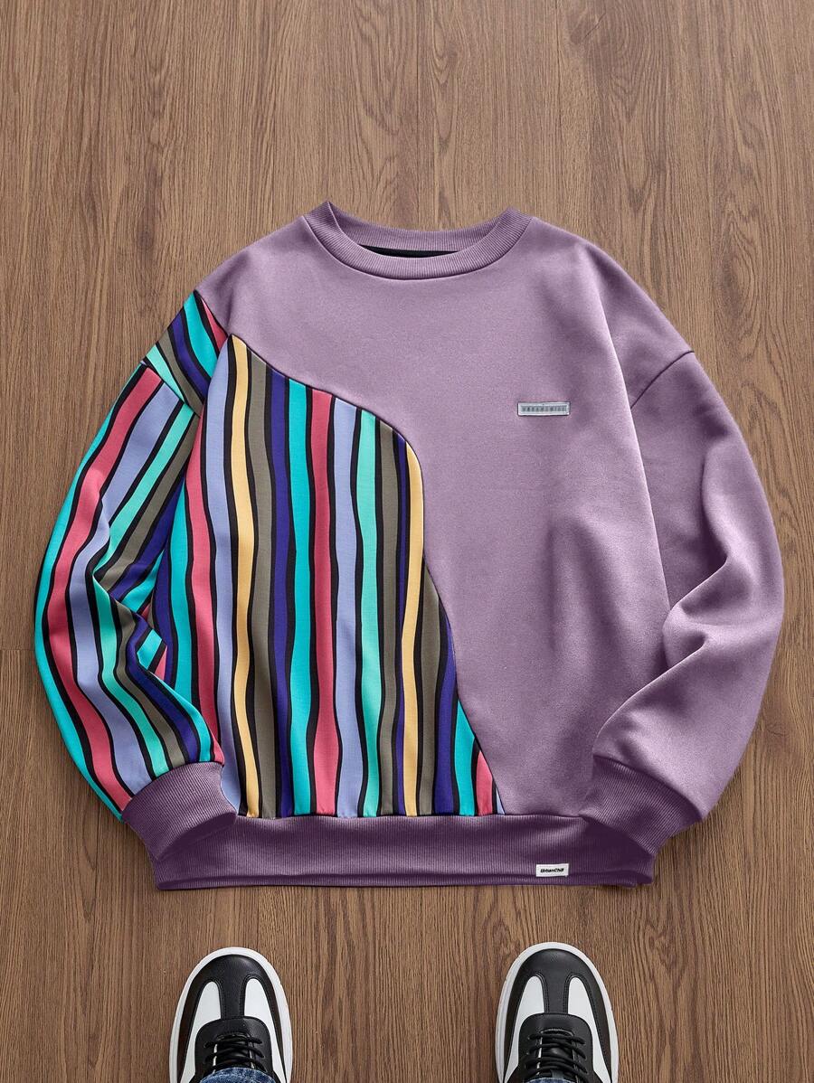 Manfinity VCAY Men's Knitted Casual Loose Fit Long Sleeve Sweatshirt, Fashion Everyday Wear For Young People, Autumn/Winter
