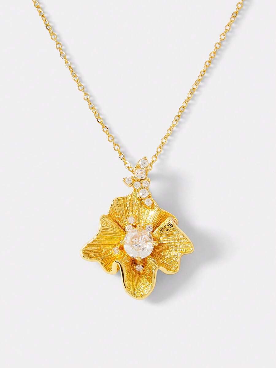 MOTF PREMIUM GOLD PLATED ASYMMETRICAL ZIRCONIA STONE NECKLACE