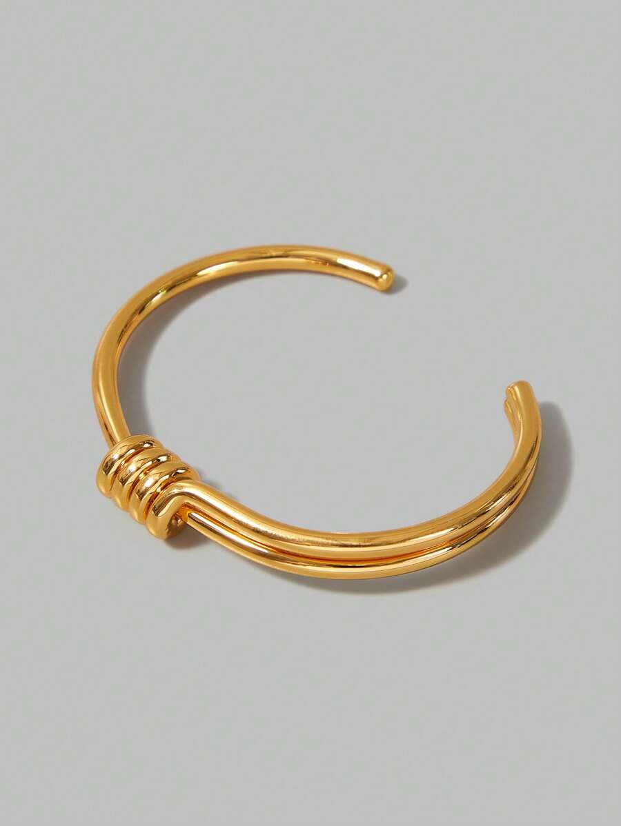 Ontre 18k Gold Plated Minimalist Twisted Bangle Bracelet, Suitable For Daily Wear