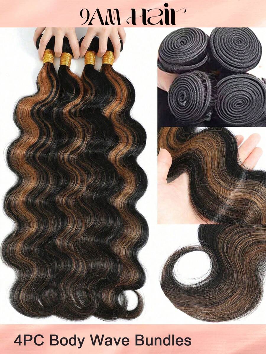 4 stuks Body Wave Bundels Onbewerkt Menselijk Haar 1B/30 Kleur 4 Bundels Menselijk Maagdelijk Haar Extensions Voor Vrouwen Haar
