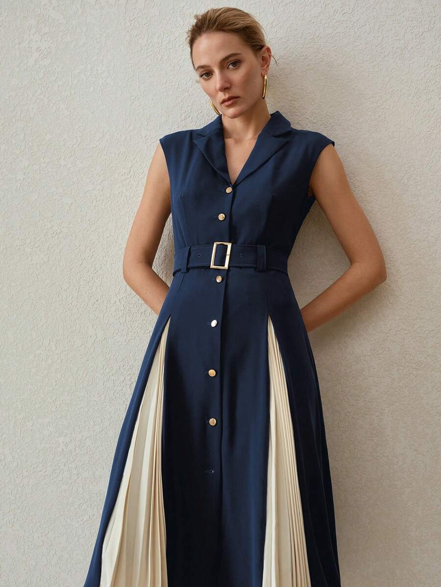 MOTF PREMIUM JURK MET REVERSKRAAG CONTRAST GEPLOOIDE PANEEL GESP, RIEMJURK