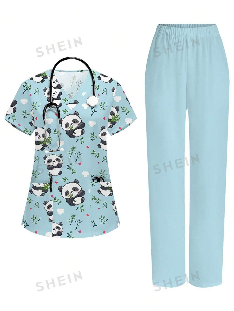 PopScrub Set de uniforme de enfermera con estampado de oso, que incluye blusa de pico y pantalones. Conjunto de ropa de entrenamiento. Conjunto de uniformes estampados para mujeres con cuello en V con textura. Blusa casual de manga corta para trabajo. Blusa fruncida de escote en V para mujeres. Camisa de uniforme de enfermera de manga corta con cuello en V y 2 bolsillos. Camiseta gráfica suave y elástica con cuello en V y manga corta para mujeres. Conjunto de uniforme de enfermera/médico con estampado de corazón rosa, conejos y bolsillos. Conjunto de uniforme de trabajo sólido para peluquería de mascotas. Conjunto de uniforme de trabajo de manga corta para nutricionista. Conjunto de uniforme de trabajo de laboratorio funcional con múltiples bolsillos.
